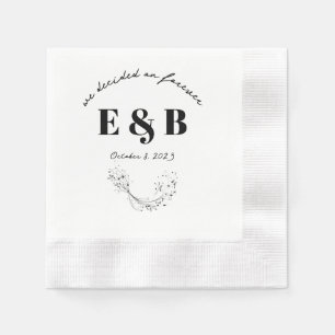 Servilleta De Papel Iniciales y fecha de Boda floral