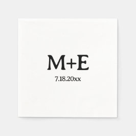 Servilleta De Papel Iniciales y fecha de la pareja de Bodas minimalist