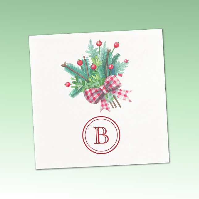 Servilleta De Papel Initial, Red & Green Christmas Bouquet Party Paper (Subido por el creador)
