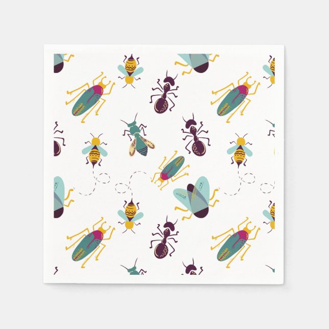 Servilleta De Papel insectos lindos de bichos pequeños (Anverso)