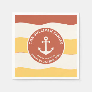 Servilleta De Papel Insignia de vacaciones familiares Ancla Coral Atar