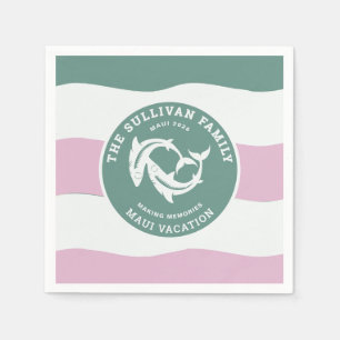 Servilleta De Papel Insignia de Vacaciones Familiares de Tiburón Verde
