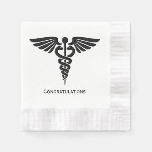 Servilleta De Papel Insignia Médica Caduceus Felicitaciones