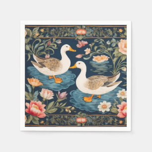 Servilleta De Papel Inspiración de William Morris, dos pollos elegante