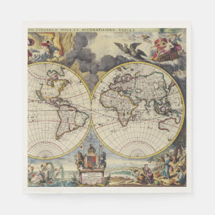 Servilleta De Papel Inspirado en Antiguo Mapa (4)