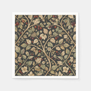 Servilleta De Papel Inspirado en William Morris, floral oscuro de baya