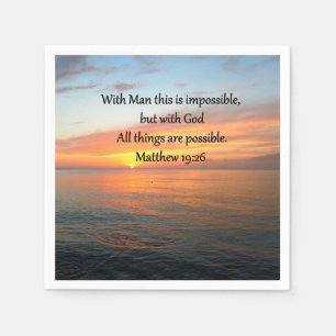 SERVILLETA DE PAPEL INSPIRING MATTHEW 19:26 DISEÑO DE SUNRISE