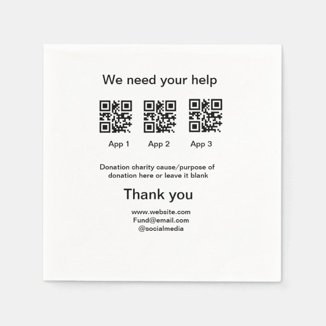 Servilleta De Papel Instrucciones para la recolección de donaciones: a (Anverso)