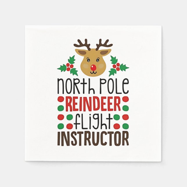 Servilleta De Papel Instructor de vuelo de renos del Polo Norte Navida (Anverso)