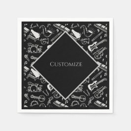 Servilleta De Papel Instrumentos blancos y negros personalizados