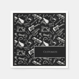 Servilleta De Papel Instrumentos blancos y negros personalizados 2