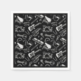 Servilleta De Papel Instrumentos en blanco y negro