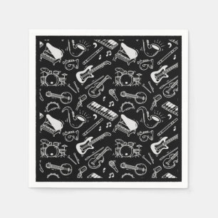 Servilleta De Papel Instrumentos en blanco y negro
