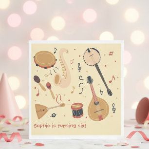 Servilleta De Papel Instrumentos musicales cumpleaños niños