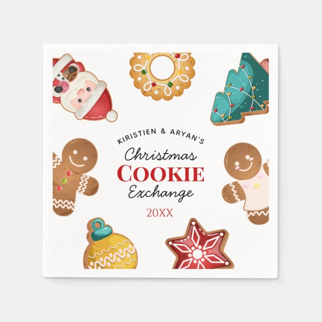 Servilleta De Papel Intercambio de Galletas de Navidad Personalizadas  (Anverso)
