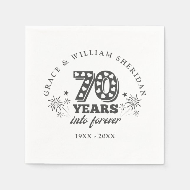 Servilleta De Papel Into Forever 70 Aniversario Boda (Anverso)