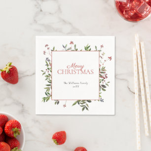 Servilleta De Papel Invierno cálido y rústico Berry Feliz Navidad