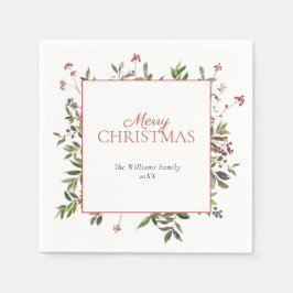 Servilleta De Papel Invierno cálido y rústico Berry Feliz Navidad