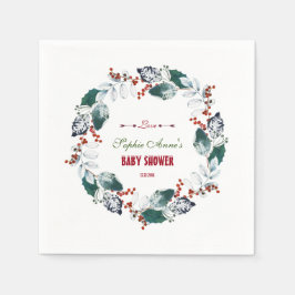 Servilleta De Papel Invierno caprichoso Santo Berries Wreath Baby Show