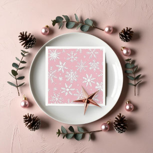 Servilleta De Papel Invierno de copas de nieve rosa antiguas y moderna