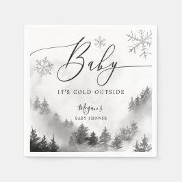 Servilleta De Papel Invierno de nieve Baby Shower Gray Snowflakes