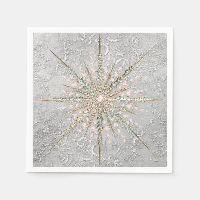 Servilleta De Papel invierno de nieve rosa y elegante (Anverso)