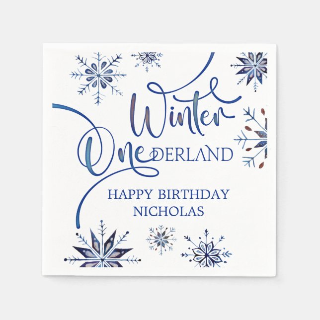 Servilleta De Papel Invierno de Onederland Primer cumpleaños (Anverso)