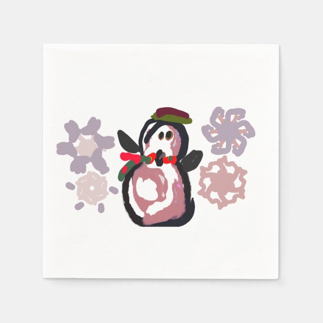 Servilleta De Papel Invierno de pingüino (Anverso)
