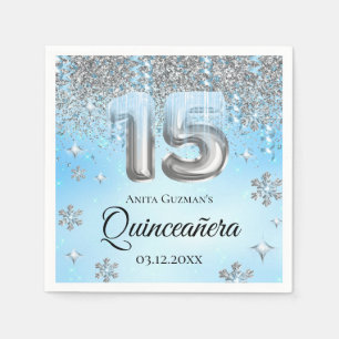 Servilleta De Papel Invierno Mágico 15 Globos Quinceañera