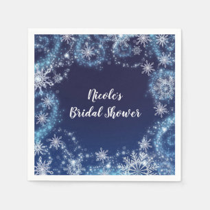 Servilleta De Papel Invierno Mágico Copos de Nieve Azules y Blancos co