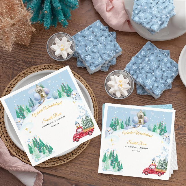 Servilleta De Papel invierno onederland 1er cumpleaños invitaciones (Subido por el creador)