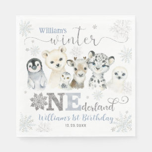 Servilleta De Papel Invierno Onederland Animales Árticos Cumpleaños 1