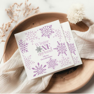 Servilleta De Papel Invierno Onederland Copo de Nieve Púrpura Cumpleañ