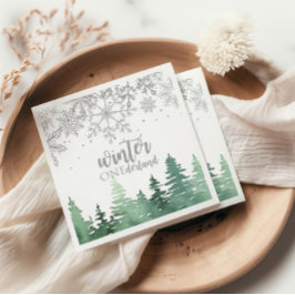 Servilleta De Papel Invierno Onederland copos de nieve y árboles plate