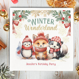 Servilleta De Papel Invierno Onederland Cute Animales de Nieve Cumplea