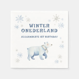 Servilleta De Papel Invierno Onederland Oso Polar 1er Cumpleaños 