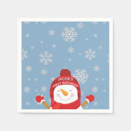 Servilleta De Papel Invierno Onederland primer cumpleaños azul y plata