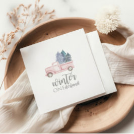 Servilleta De Papel Invierno Onederland Primer Cumpleaños camión rosa