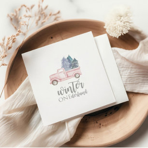 Servilleta De Papel Invierno Onederland Primer Cumpleaños camión rosa