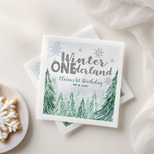 Servilleta De Papel Invierno Onederland Primer Cumpleaños Copos de Nie