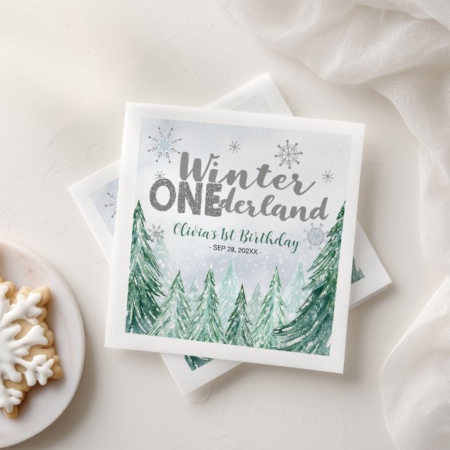 Servilleta De Papel Invierno Onederland Primer Cumpleaños Copos de Nie (Subido por el creador)