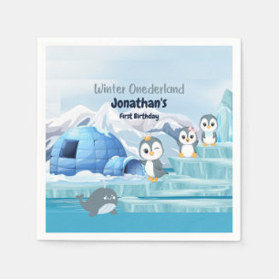 Servilleta De Papel Invierno Onederland Primer cumpleaños Cute Pingüin
