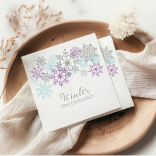 Servilleta De Papel Invierno Onederland Primer Cumpleaños Púrpura Azul
