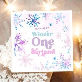 Servilleta De Papel Invierno Onederland Snowflakes Chica Nacimiento de