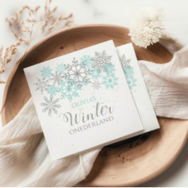 Servilleta De Papel Invierno Onederland Verde Acuario Plateado Primer
