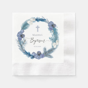 Servilleta De Papel invierno Papel de la guerra azul del bautismo