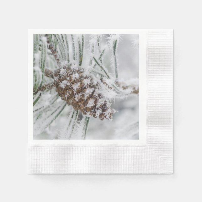 Servilleta De Papel Invierno, Piña, Copos de nieve (Anverso)