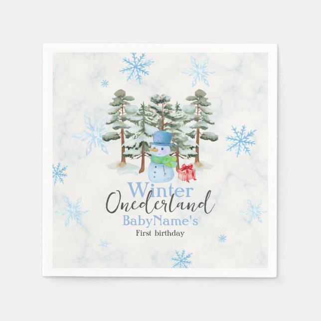 Servilleta De Papel Invierno Primer cumpleaños de Onederland Prima de  (Anverso)