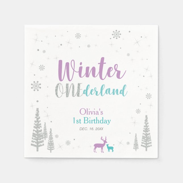 Servilleta De Papel Invierno púrpura y Verde azulado de Onederland Pri (Anverso)