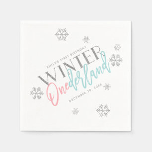 Servilleta De Papel Invierno Purpurina Plateado ONEderland Primer cump